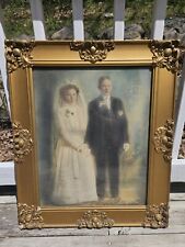 Antique Old 1800s Hand Colored Daguerreotype Bridal Bride Groom Wedding Haunted picture
