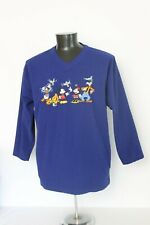 Vtg Mickey Mouse & Friends Disney V Neck Pullover Sz XL Blue Embroidered Fleece  picture