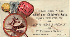c1880 BOSTON RICHARDSON & CO LADIES CHILDRENS SUITS  VICTORIAN TRADE CARD Z1126 picture