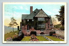 c1927 WB Postcard Corning NY Ambassador Houghton's Residence Gardens picture