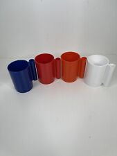 Vintage Ingrid Chicago Plastic Stacking Cups Set 4 red blue white orange 12 oz picture