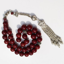Antique Rare Damari Faturan Red Cherry Amber Bakelite Islamic 33Prayer Beads 95g picture