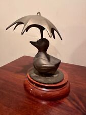 Brass duck with Umbrella Vintage French on wood pedestal picture