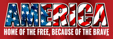 AMERICA,Home of the Free, Because of the Brave, 3x9 Vinyl Bumper Sticker M195 picture