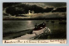 Boating On The Lake At Moonlight, c1906 Vintage Postcard picture