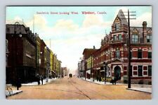 Windsor ON-Ontario Canada, Sandwich Street Looking West, Vintage Postcard picture
