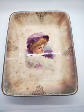 Antique 1900s Limoges China w/ Hand Painted Portrait and Gold Trim picture