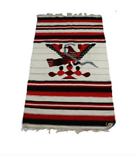 Vtg Handwoven Aztec Native American Tenochtitlan Eagle Snake Blanket Rug 80x48 picture