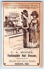 1880's SOLON ME*MOORE*HAIRDRESSER SEGARS (CIGARS) SMALL BEERS*CANNED WORMS BAIT picture