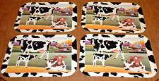 Vintage Set of 4 1995 Loomco Co CHEAPLY MADE SUPER THIN CARDBOARD Cow Place Mats picture