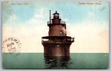 Deer Island Light Boston Harbor Ma Massachusetts 1908 Pm Cancel Postcard picture