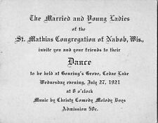 Married & Young Ladies Dance Invite St Mathias Cedar Lake Jul 27,1921 Music Dogs picture
