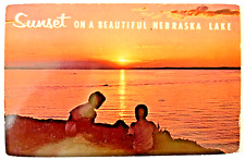 Lake McConaughy Sunset on a Beautiful Nebraska Lake Postcard Vintage picture