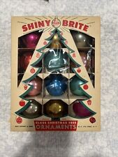 Vintage Shiny Brite glass christmas ornaments in box. 12 Ornaments picture