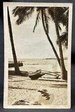 Classic Outrigger Canoe Honaunau | RPPC Photo Postcard Island of Hawaii Kona -P1 picture