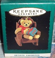 Grandpa's Gift`1995`Miniature-Little Bear In Rocker Has A Gift,Hallmark Ornament picture