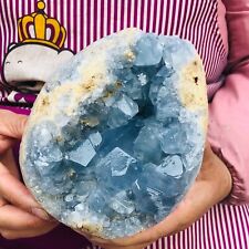 6.51LB Natural Blue Celestite Geode Quartz Crystal Mineral  Specimen healing picture