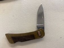 Vintage Gerber 97223 Folding Knife IMO Service Award Brass Wood SUPER RARE picture
