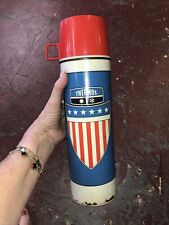 Vintage 1975 Genuine Red White And Blue Shield Metal Thermos Glass Insulator picture