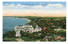 Charlevoix Michigan Beach Hotel and Cottages Lake Vintage Postcard c1948 picture