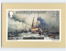 Postcard Boats At Sea Circa 1850, 13.5P Stamp, British Crown Dependencies picture