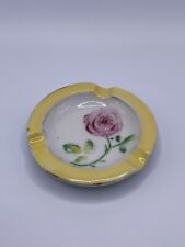 Vintage Small Yellow & Pink EMBOSSED Rose Personal Individual ASHTRAY 3