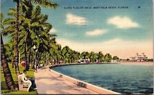 Flagler Drive West Palm Beach Florida Scenic Linen Cancel WOB Postcard picture