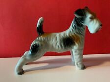 VINT PORCELAIN FOX TERRIER WIRE HAIR AIREDALE DOG STANDING FIGURINE picture