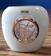 The Art Of Chokin 24k Gold Small Vase - Hummingbird And Orchids picture