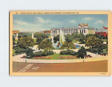 Postcard Logan Circle and Public Library on Parkway Philadelphia Pennsylvania picture