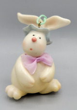 Vintage Resin White Rabbit Easter Bunny Christmas Decorative Ornament Figurine picture