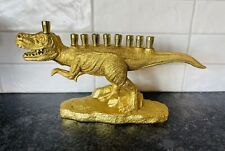 Zion Judaica Polyresin Dinosaur Hanukkah Menorah (Gold) with Brass Cups picture