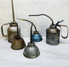 Vintage Thumb Oil Can Lot Metal Oilers w/Spouts Eagle Brand & More EMPTY 5pc Lot picture