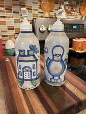 MA Hadley Pottery Stoneware Soap Dispensers Set Of 2 Country Farmhouse And Duck picture