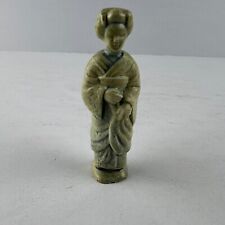Geisha Girl Blue Gray Porcelain 3.5” Tall Vintage picture