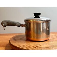 Vintage Revere Ware Copper Bottom  Stockpot and Lid 2 Quart Soup Pot Made in Rom picture