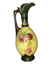 Antique Robert Hanke Austria Porcelain Vase/Pitcher Hand Painted Roses 1900-1919 picture