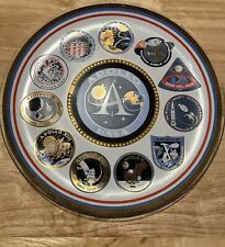 Vintage  APOLLO NASA Space Program Souvenir Glass Tray / Plate  picture