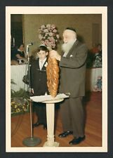 Bearded Man Rabbi Bar Mitzvah Boy Teen with Challah Bread Photo 1960s Judaica picture