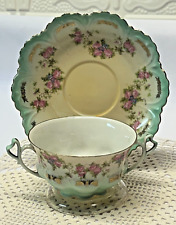 Antique M.Z. Austria - Moritz Zdekauer Rose Floral Teacup & Saucer Set Tea Cup picture