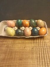 Lot Of 10 Vintage Marble, Alabaster, Granite Stone Largemulti- Color Eggs picture