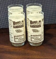 4 Vintage Wendy's Old Fashioned Hamburgers Newsprint Glass Drink Tumblers 5.5