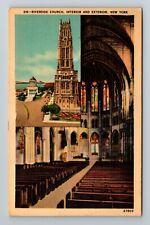 New York City-NY, Interior & Exterior Riverside Church Vintage Souvenir Postcard picture