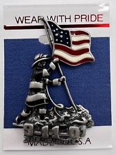 9-11-2001 Hero Fire Fighter Raising American Flag Lapel Pin (C172) picture