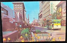 Fresno CA California Fresno's Mall Tram Line & Businesses Postcard Posted  picture
