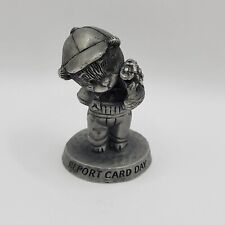 Vintage Fine Pewter Report Card Day Bear Figurine By Avon 1984 2 In. picture