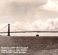 1940's RPPC Ship Passing Under Golden Gate Bridge California Zan 1479 picture