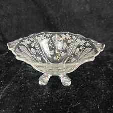 Vintage Cambridge Rose Point Elegant Glass Etched Floral Footed Nut Candy Bowl picture