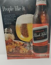1962 Vintage  Print Ad Carling Black Label Beer. People like it Pizza Ad picture