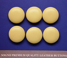 6 REPLACEMENT BUTTONS MADE IN USA FOR VINTAGE OUTFITS 21 MM, SOFT BEIGE LEATHER picture